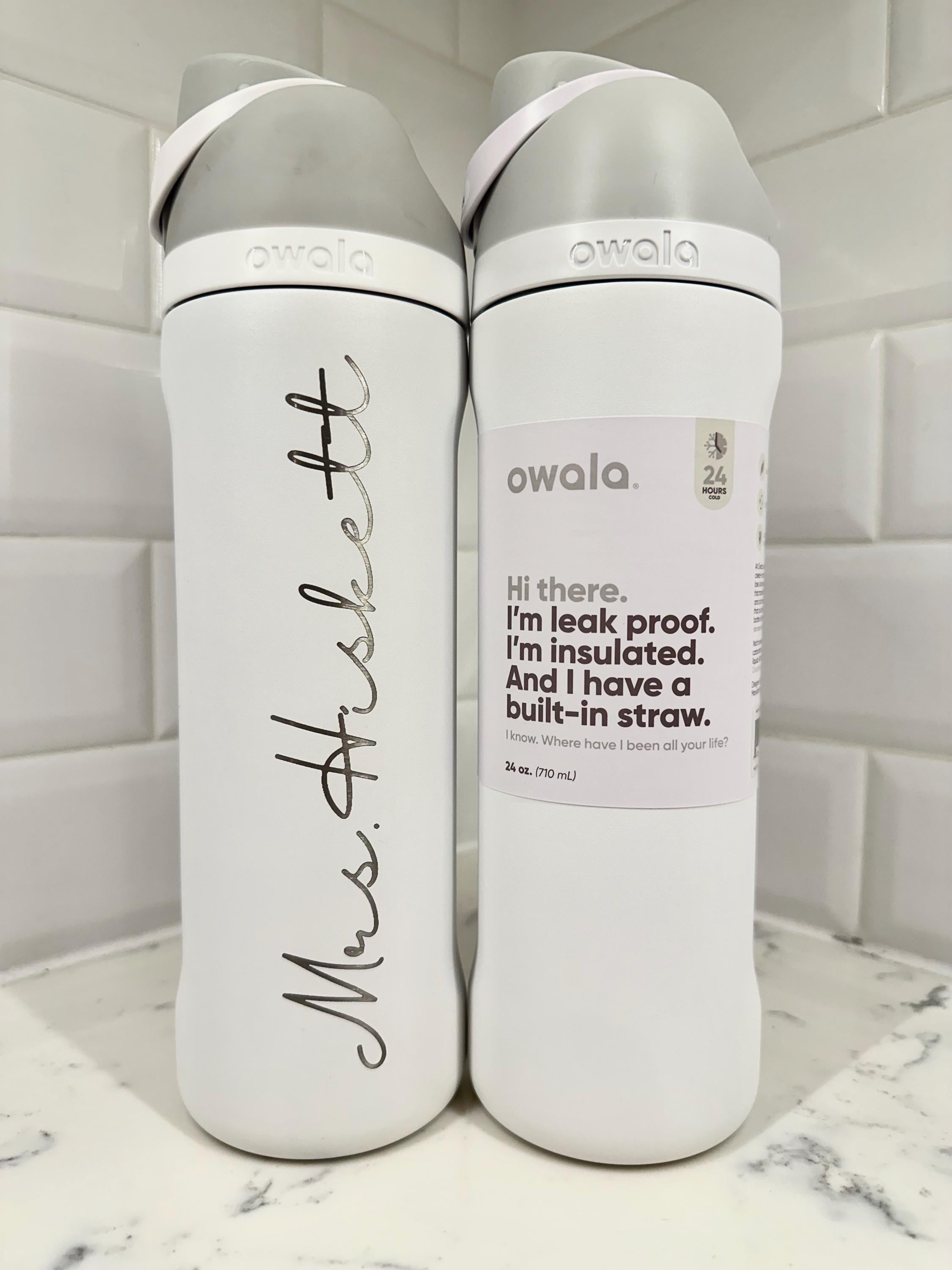 owala FreeSip 24 Ounce Stainless Steel Water Bottle Silicone  Owala 24ozWhite and Gray Insulated Water Bottle main image 1