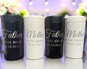 Personalized Wedding Party Can Cooler: Engraved FrostBuddy Universal Beverage Holder, Wedding Party Gifts, Parent of the Bride Gift
