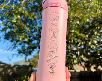 Personalized Pet Owala Water Bottle: Engraved Stainless Steel FreeSip, 24-40oz, Custom Dog Engraved Tumbler