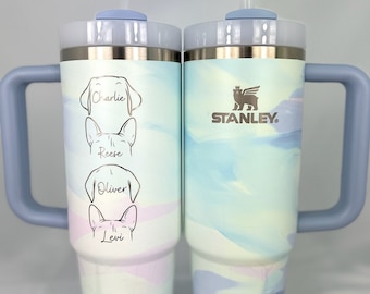 Copa Stanley personalizada para perros: Regalo personalizado grabado para amantes de los perros, orejas de perro con nombres, copa personalizada para mamás perrunas, regalos para mamás perrunas