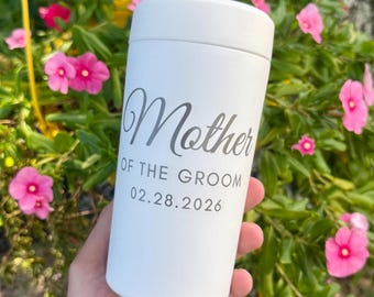 Personalized Mother of Bride or Groom: Engraved FrostBuddy Universal Beverage Holder, Custom Gift for Parent of Bride and Groom