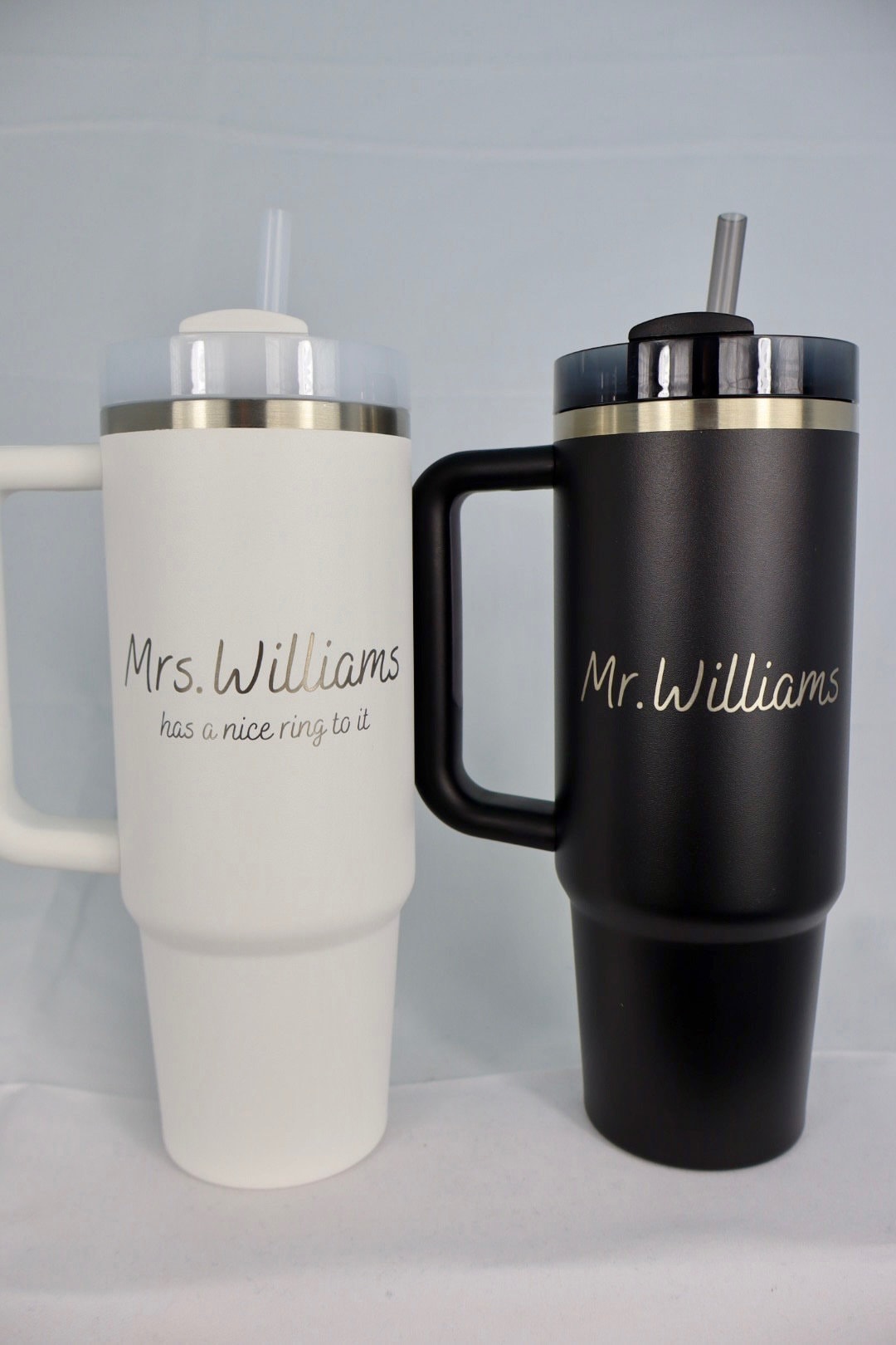 Personalized Wedding Tumbler for Couples | 40oz Insulated Drinkware, Bridesmaid Proposal Gift, Durable Stainless Steel Tumbler with Handle