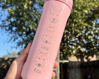 Personalized Pet Owala Water Bottle: Engraved Stainless Steel FreeSip, 24-40oz, Custom Dog Engraved Tumbler