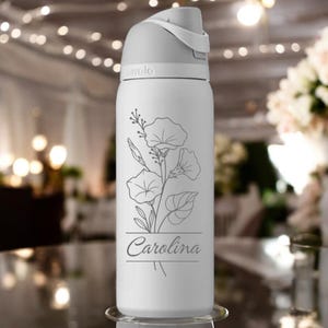 Vaso Owala personalizado con flor de nacimiento: regalo de propuesta para dama de honor