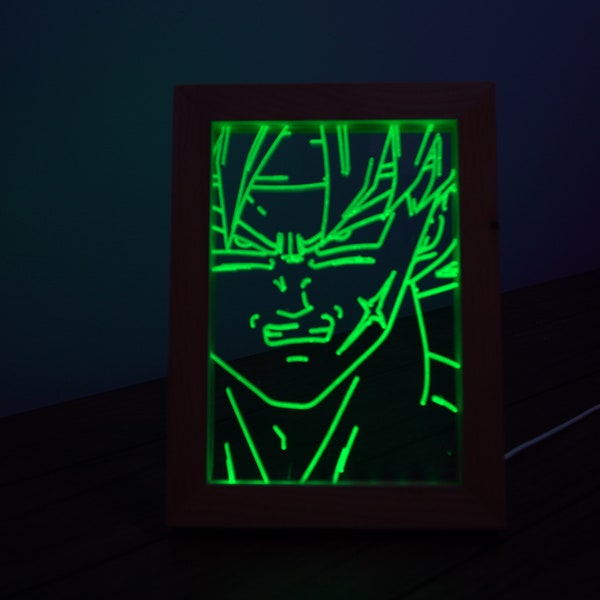 3D LED Acrylic Engraved Wooden Picture Frame Lamp With Adjustable Brightness, WeShip Things Dragon Ball Design#20 z