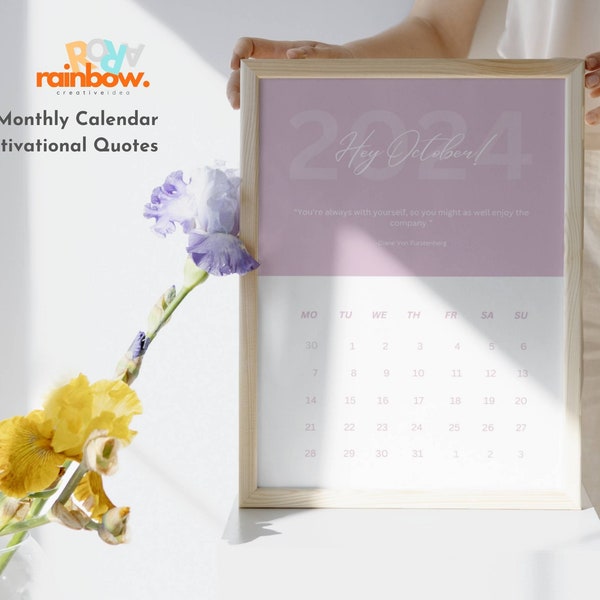 2024 Customizable Self-Love Calendar: Your Daily Dose of Motivation | One-Click Customization 2014 Calendar | Pastel Color 2024 Calendar