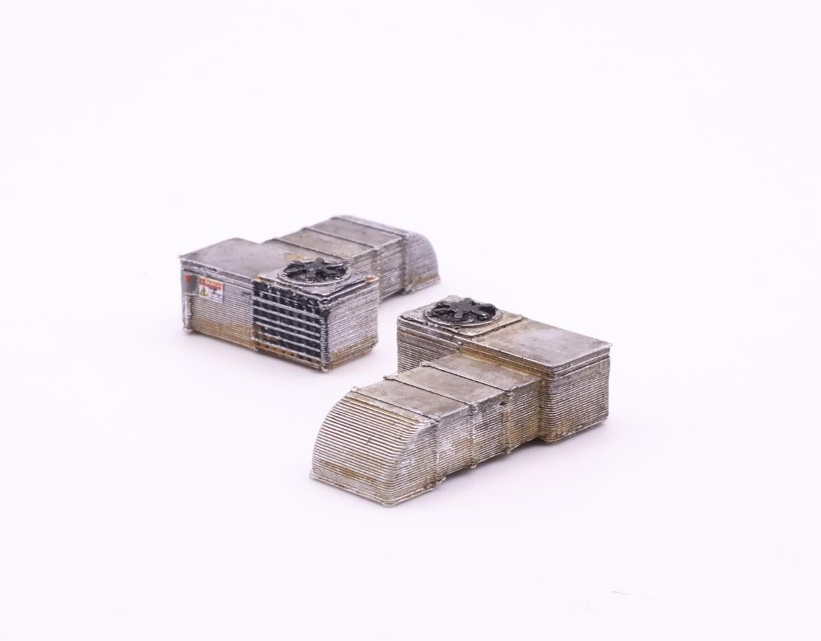 N Scale 1:160 Set of 2 HVAC Ducts and AC,  Roof Detail Accessory for Model Buildings, Painted Weathered