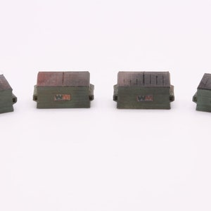 N Scale 1:160 Set of 4 Commercial Garbage Dumpsters, New Painted Weathered with Logo