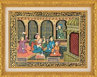 ムガル帝国の細密画：シャー・ジャハーンとムムターズ・マハルの絵画