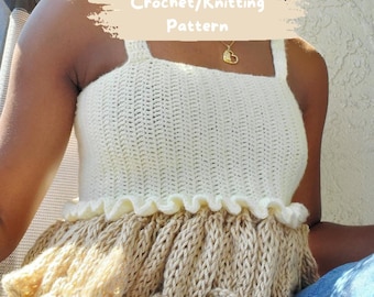 トップス Crochet frill knit tops andmary ANDMARY】Crochet frill knit tops