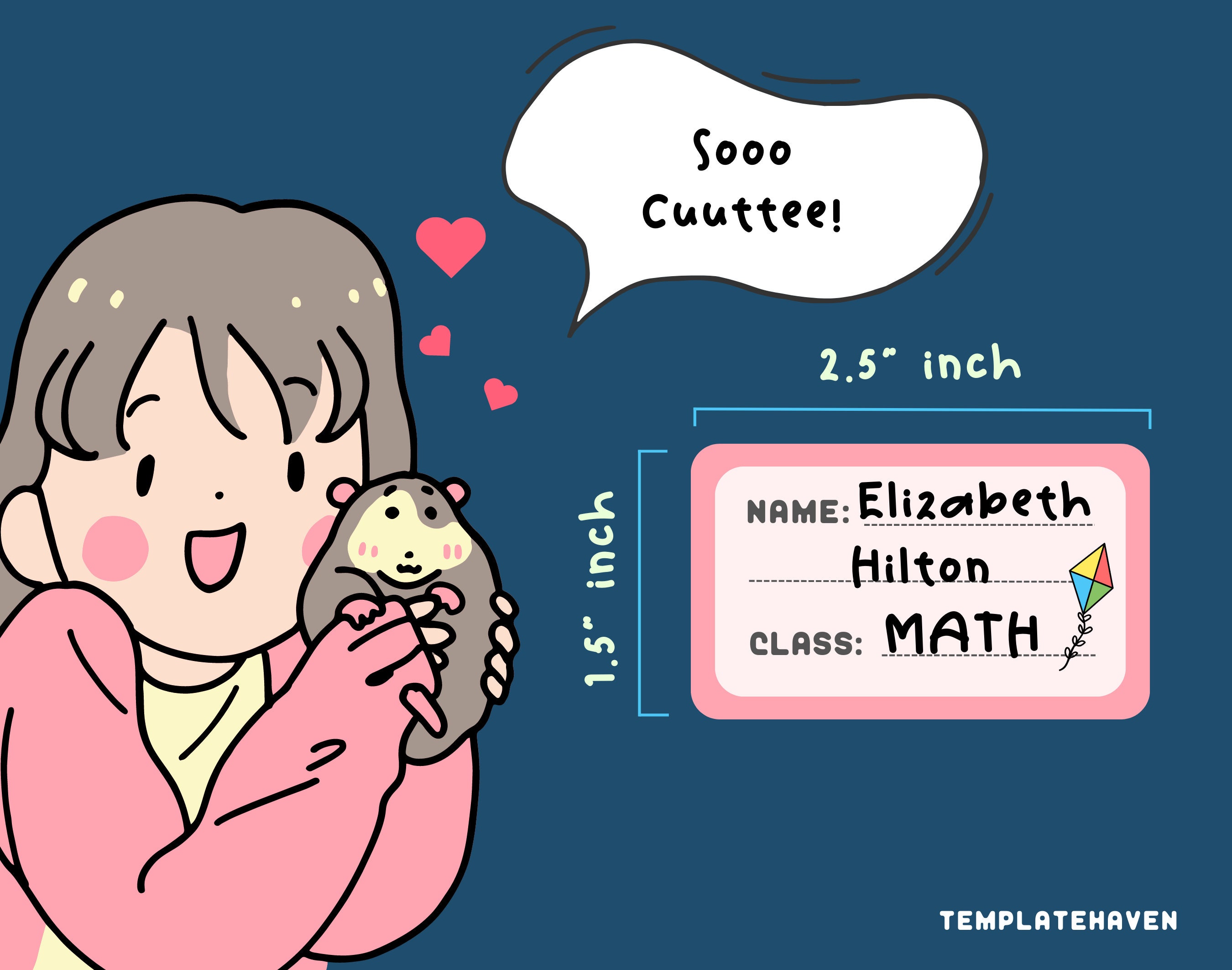 Pastel Name Template Back to School Label School/ DAYCARE Supply Labels