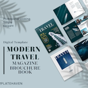Layout moderno de revista de viagens | Modelo de layout de carta dos EUA | Livro/revista de viagens de negócios | Digital | Modelo de livro | Editável e personalizável