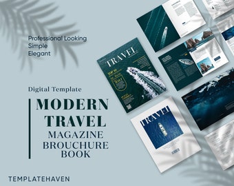 Modernes Reisemagazin Layout|US Letter Layout Template|Business Travel Book/Magazine|Digital |Buchvorlage|Bearbeitbar und anpassbar