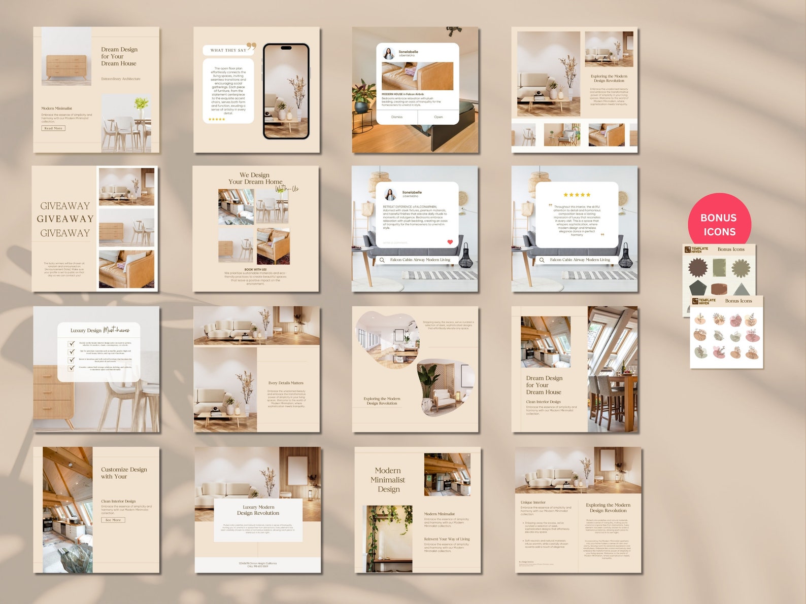 Luxury Minimalist Instagram Post Template | Interior Design IG Post ...