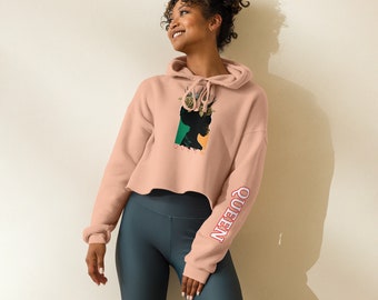 Sudadera con capucha Queen Crop de moda, sudadera para mujer, sudaderas con y sin capucha, estilo urbano