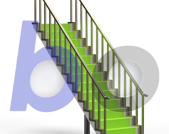 1/6 Scale Stair Step Ladder Staircase Stairway (3D Print File STL Plan Digital Download) (DIY Miniature Doll Dollhouse Child Adult)