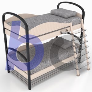 1/6 Scale Bunk Bed Loft Double 01 Furniture (3D Print File STL Plan Digital Download) (DIY Miniature Doll Dollhouse Child Adult)
