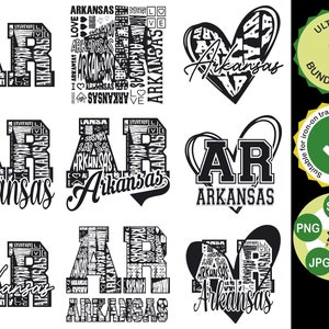 AR Arkansas staat typografie bundel Svg, Arkansas staat bundel Svg, Arkansas typografie bundel Svg, digitale snijbestanden, Instant Download