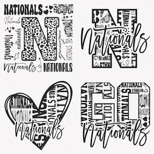 Nationals Svg, Nationals Typography 4 Sports Svg Mascot Pack, Nationals Typography Svg Cut Files Bundle