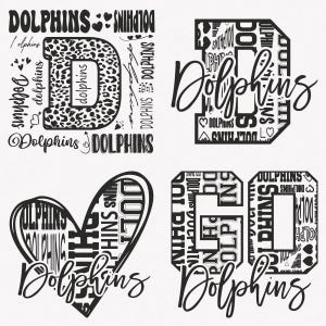 Delfine SVG, Delfine Typografie 4 Sport svg Maskottchen Pack, Delfine Typografie svg Cut Files Bundle, Delfine Maskottchen svg Instant Download