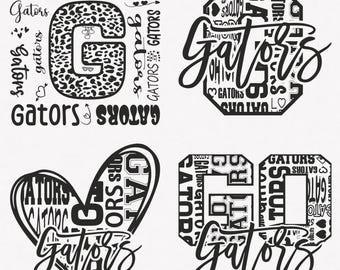 Gators Svg, Gators Typography 4 Sports Svg Mascot Pack, Gators Typography Svg Cut Files Bundle, Gators Mascot Svg Instant Download