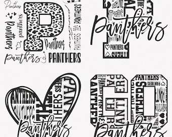 Panthers Svg, Panthers Typography 4 Sports Svg Mascot Pack, Panthers Typography Svg Cut Files Bundle, Panthers Mascot Svg Instant Download