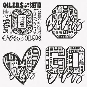Oilers Svg, Oilers typografie 4 sport Svg Mascot Pack, Oilers typografie Svg Cut-bestanden bundel, Oilers Mascot Svg Instant Download