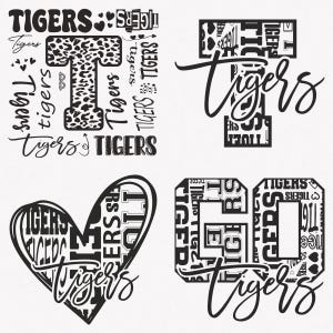 Tigers SVG, Tigers Typografie 4 Sport Svg Maskottchen Pack, Tigers Typografie Svg Cut Files Bundle, Tigers Maskottchen Svg Instant Download