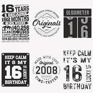 2008 Svg, 16th Birthday Svg, 6-pack 2008 Svg Bundle, Original Rustic 2008 Svg, Vintage 2008 Svg, Cut And Iron-On Transfer Files