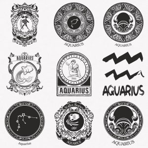 Aquarius Svg, Water Bearer Zodiac Symbol Svg, Aquarius Zodiac Sign Svg, 9-Pack Aquarius Horoscope Svg Bundle, Aquarius Vintage Svg