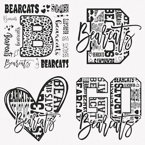Bearcats Svg, Bearcats Typography 4 Sports Svg Mascot Pack, Bearcats Typography Svg Cut Files Bundle, Bearcats Mascot Svg Instant Download