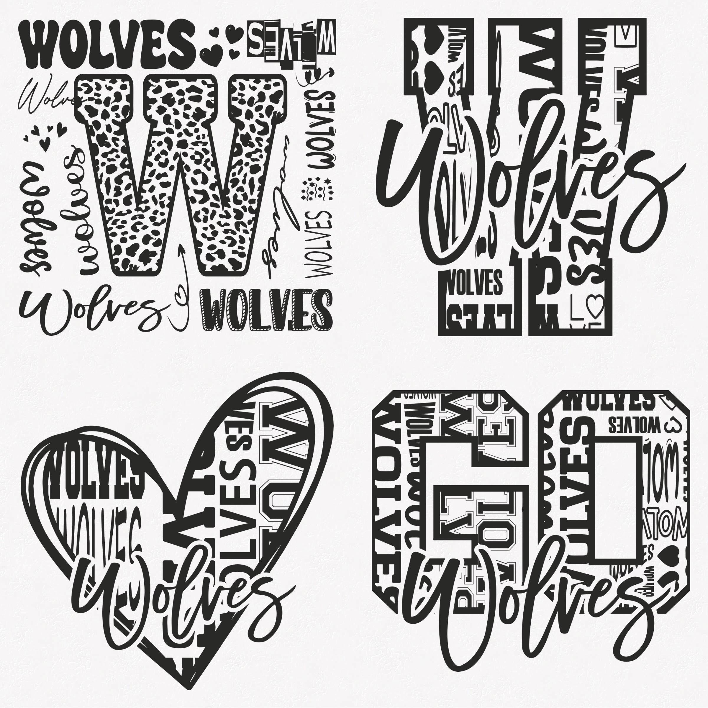 Wolves Words Cursive Wolves Svg, Wolves Typography 4 Sports Svg Mascot Pack, Wolves ...