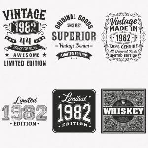 Arquivos SVG de 1982, Arquivos SVG para o 44º Aniversário, Pacote com 6 Arquivos SVG de 1982, Arquivos SVG Vintage de 1982, Arquivos SVG de Edição Limitada de 1982, Arquivos para Corte e Transferência Térmica
