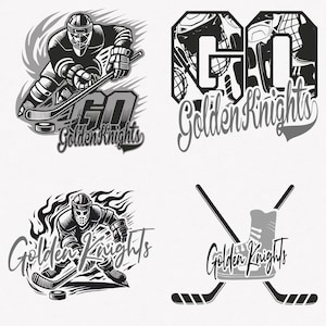 Golden Knights Svg, Golden Knights 4 ijshockey Svg Mascot Pack, Golden Knights Svg Cut Files-bundel