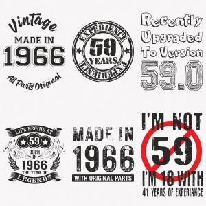 1966 Svg, 59. urodziny Svg, 6-pak 1966 Svg Bundle, Made In 1966 Svg, Born In 1966 Svg, Cut And Iron-On Transfer Files