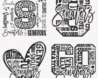 Senators Svg, Senators Typography 4 Sports Svg Mascot Pack, Senators Typography Svg Cut Files Bundle, Senators Mascot Svg Instant Download