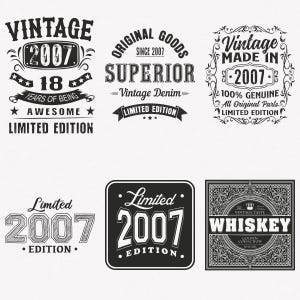 2007 Svg, 18e verjaardag Svg, 6-pack 2007 Svg-bundel, Vintage 2007 Svg, Limited Edition 2007 Svg, knippen en opstrijkbare overdrachtbestanden