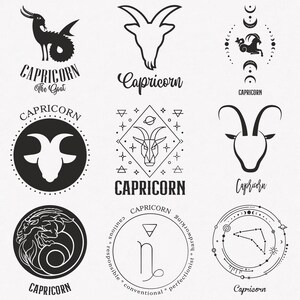 Capricorno Svg, Simbolo zodiacale capra Svg, Segno zodiacale Capricorno Svg, Pacchetto Svg Oroscopo Capricorno da 9 confezioni, Capricorno Semplice Svg