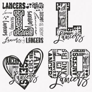 Lancers SVG, Lancers Typografie 4 Sport svg Maskottchen Pack, Lancers Typografie svg Cut Files Bundle, Lancers Maskottchen svg Instant Download