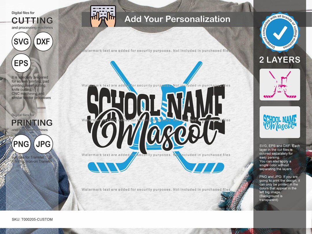 Personalized Ice Hockey Mascot Svg, Personalized Stick School Mascot
