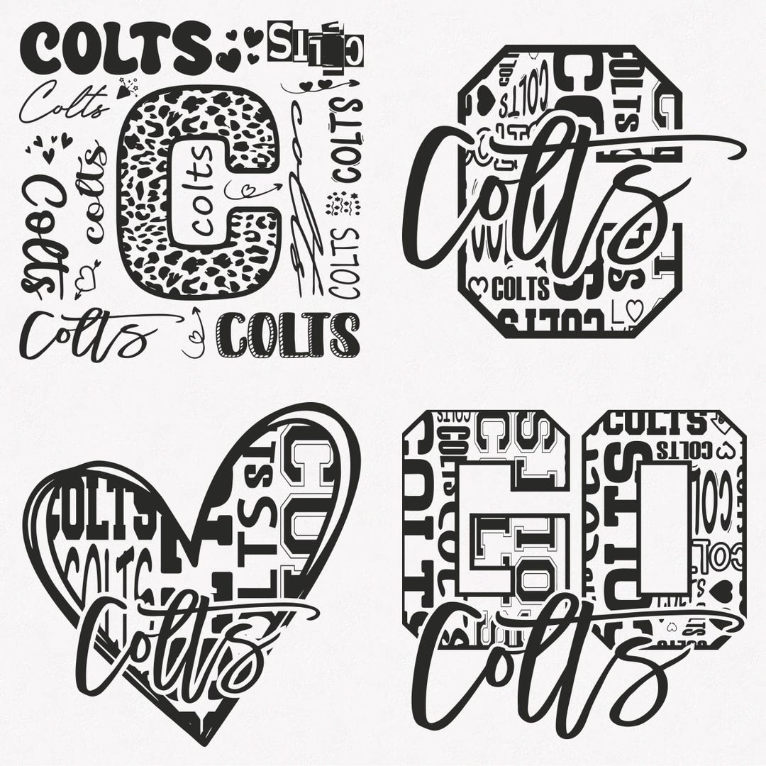 Colts Svg, Colts Typography 4 Sports Svg Mascot Pack, Colts Typography ...