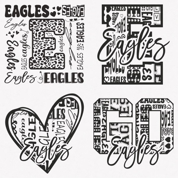 Eagles Svg, Eagles Typography 4 Sports Svg Mascot Pack, Eagles Typography Svg Cut Files Bundle, Eagles Mascot Svg Instant Download