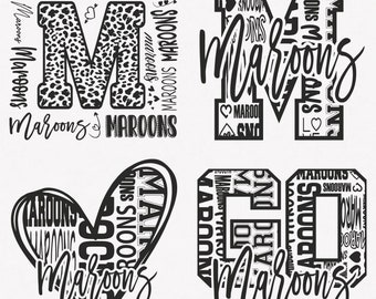 Maroons Svg, Maroons Typography 4 Sports Svg Mascot Pack, Maroons Typography Svg Cut Files Bundle, Maroons Mascot Svg Instant Download