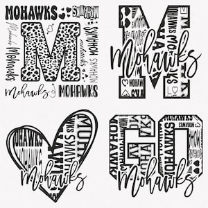 Mohawks Svg, Mohawks Typography 4 Sports Svg Mascot Pack, Mohawks Typography Svg Cut Files Bundle, Mohawks Mascot Svg Instant Download