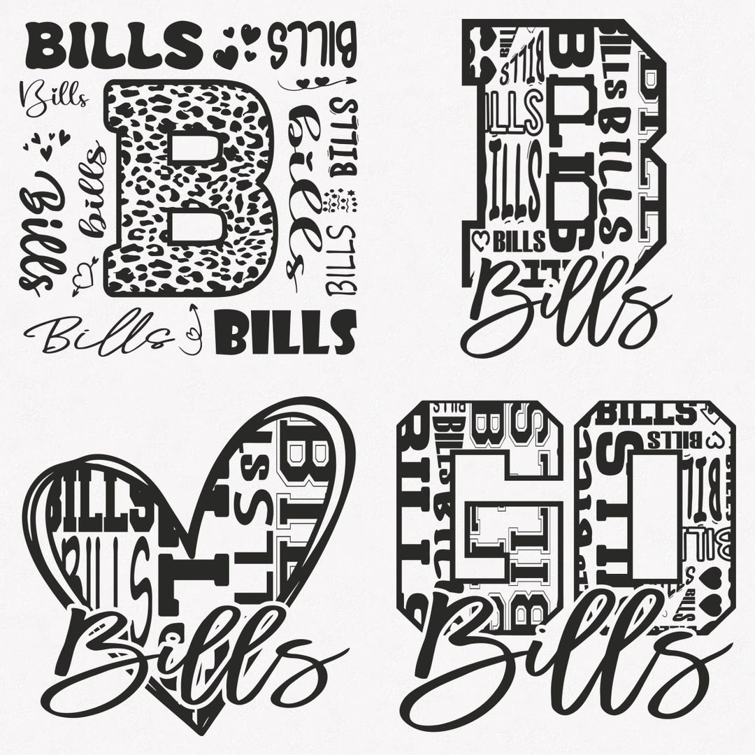 Bills Svg, Bills Typography 4 Sports Svg Mascot Pack, Bills Typography ...
