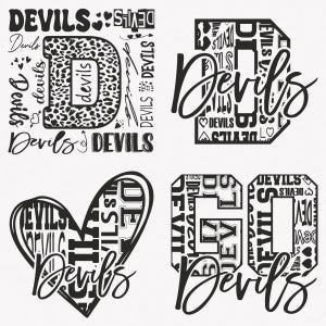 Duivels Svg, duivels typografie 4 sport Svg mascot Pack, duivels typografie Svg gesneden bestanden bundel, duivels mascotte Svg Instant Download