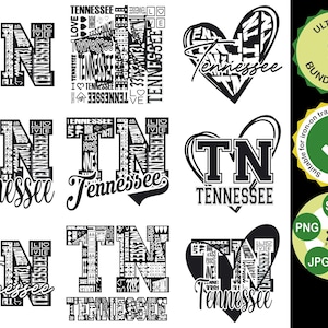 TN Tennessee staat typografie bundel Svg, Tennessee staat bundel Svg, Tennessee typografie bundel Svg, digitale snijbestanden, Instant Download
