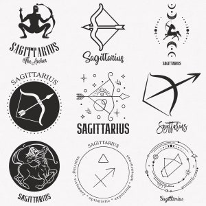 Boogschutter Svg, Archer Zodiac Symbol Svg, Boogschutter Zodiac Sign Svg, 9-Pack Boogschutter Horoscoop Svg Bundel, Boogschutter Eenvoudige Svg