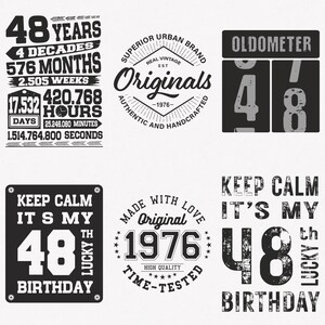 1976 Svg, 48th Birthday Svg, 6-pack 1976 Svg Bundle, Original Rustic 1976 Svg, Vintage 1976 Svg, Cut And Iron-On Transfer Files