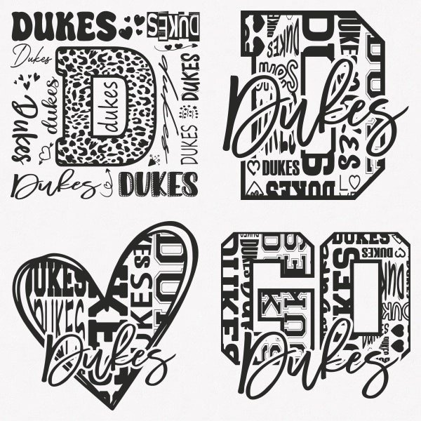 Dukes Svg, Dukes Typography 4 Sports Svg Mascot Pack, Dukes Typography Svg Cut Files Bundle, Dukes Mascot Svg Instant Download